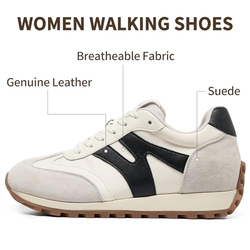 somiliss Wide Toe Sneakers for Women Breathable Fabric Leather Suede Upper Non-Slip PU TPR Outsole Walking Shoes Tennis Running Fashion Sneakers2