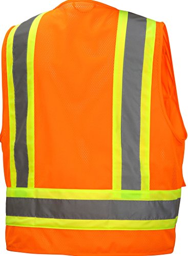 Image of Pyramex Class 2 Surveyor's Safety Vest with 6 Pockets, Hi-Vis Lime, 4XL