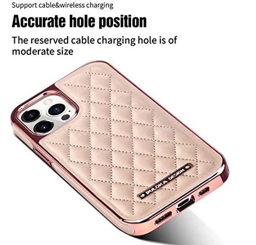 Image of PULOKA iPhone 11 Pro Max Leather Back Cover Royal Diamond Pattern with Electroplated Cover Compatible for Apple iPhone 11 PRO MAX 6.5 inchinch - Pink
