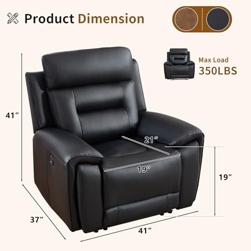 Sillón reclinable eléctrico clásico negro miniatura 2