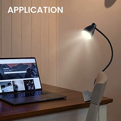 DoRight Dimmable LED Reading Lamp Clamp, 3W Eye Protection LED Clip On Desk Lamp with USB, 3 Color & 9 Brightness Flexible Table Light for Office Beside Table, Book Lights, Bedroom, Headboard (1-Pack)