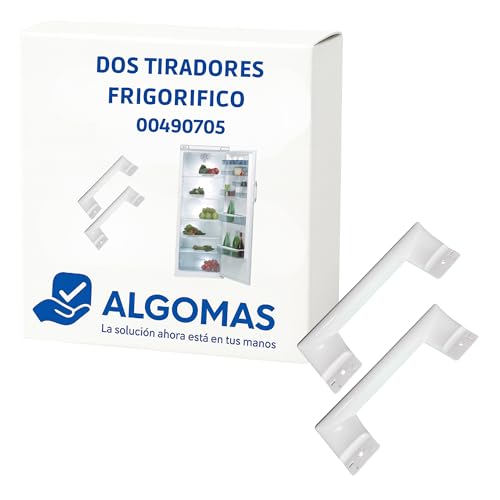 ALGOMAS® Pack 2 Tiradores de Frigorífico Compatibles Bosch, Balay y Siemens 00490705 – Plástico Blanco Resistente – Sustitución Rápida – Repuesto Exacto para Puertas de Nevera