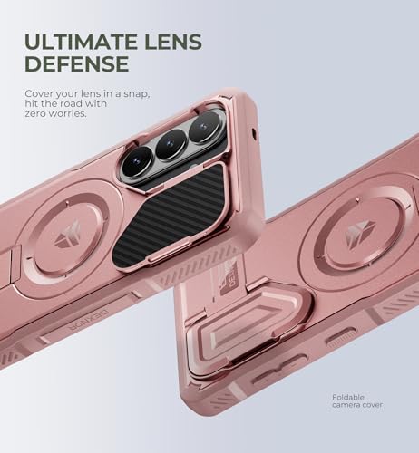 Image of Dexnor for Samsung Galaxy S26 Case with Camera Cover & Adjustable Kickstand & Screen Protector, Compatible with MagSafe, Rugged Shockproof Bumper Cases Magnetic Protective Cover(2026),6.3 inch,Peony Pink