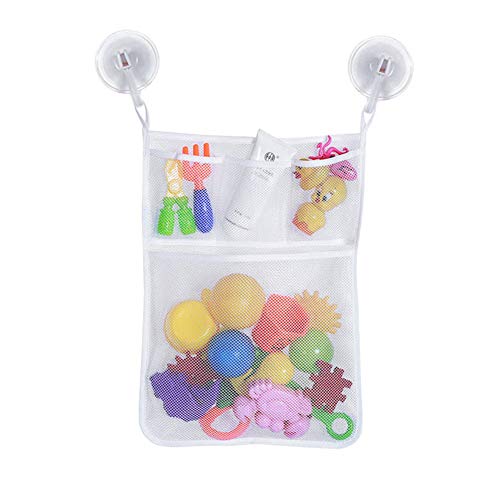 Anewu Organisateur de Jouet de Bain, Baignoire Jouet Filet de Rangement Pliant Salle de Bain Suspendu Maille bébé Bain Jouet Net Ventouse Sac de Rangement Douche Jouet Organisateur Sacs Cover