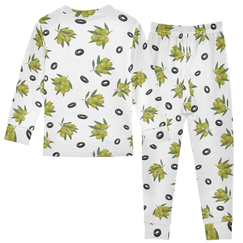 Pajama Sets Long Sleeve Olive Branches Fresh Fruit Soft Comfy Sleepwear 2 Piece PJS 3-8T3