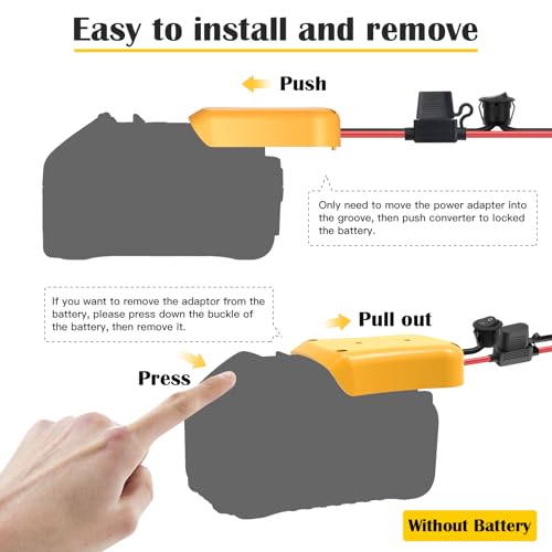Image of 2 Packs Adapter for Dewalt 20V Battery Adapter for Power Wheel Battery Upgrade Conversion Kit with Switch, Fuse & Wire Terminals, 12AWG Wire, Power Tool Power Connector for DIY Rc Car Toys