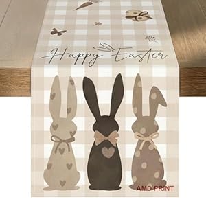 Happy Easter Table Runner 2-Ply (13"x72") - Buffalo Plaid Bunny Runner Design - Spring Table Decorations for Indoor & Outdoor Home Party Decor AMD Print Happy Easter Table Runner 2 Ply 13×72 Buffalo Plaid Bunny Runner Design Spring Table Decorations for Indoor Outdoor Home Party Decor AMD Print