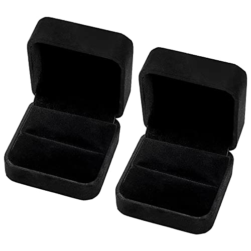KroY PecoeD 2 Stück Ring Geschenkbox, Verlobungsringe Ring Box, Ringe Ringschachtel Heiratsantrag Trauringetui Schmucketui Schwarz für Hochzeit Valentinstag Cover