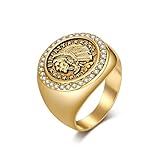 Ayoiow Anillos para hombre, acero inoxidable, anillos de promesa para hombre, simples nativos americanos pavé, N 1/2, Acero inoxidable, Sin piedra preciosa