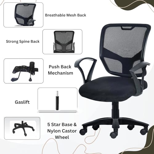 Image of NGFC Ergonomic Office Chair for Home & Study | Height Adjustable Mesh Back Revolving Chair with Tilt Lock Mechanism, Comfortable Cushioned Seat, and Modern Design - Pack of 1