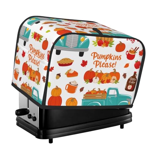 Cubierta para tostadora de 2 rebanadas, funda para tostadora de calabazas de otoño con bolsillos para cocina, cubierta de electrodomésticos pequeños y protección de huellas dactilares, lavable a