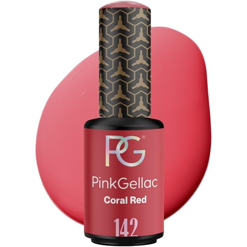 Pink Gellac Pintauñas Semipermanentes - 142 Coral Red 8 ml - Esmalte Semipermanente Para Uñas - Para Lámpara LED - Aplicación Fácil - Uñas de Calidad por 14 Días - Vegano y Hecho en Países Bajos
