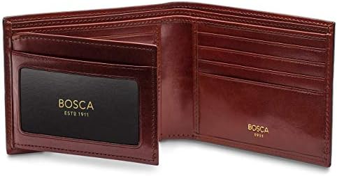 Bosca Men's Old Leather Bifold Wallet with ID Window and Card Slo...