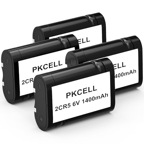 PKCELL 2CR5 Lithium Battery 4-Pack 6V 1400mAh Lithium Photo Battery Replacement for 2CR5M 5032LC DL245 EL2CR5 KL2CR5 RL2CR5
