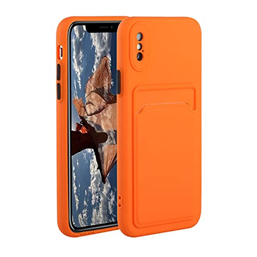 Nadoli Wallet Coque en Silicone pour iPhone XS/X 5.8',Ultra Mince Liquide Silicone Anti-Chocs Anti-Rayures Housse Étui avec Support de Carte de Crédit