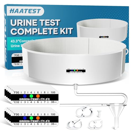 HAATEST Urine Test Complete Kit: 43.3 Concealed Urine Belt with 15oz Large Capacity Urine Sample Bag & 10pcs Temperature Strips & Funnel & Water Stop Buckle - Portable Urine Holder Clear Kit (1)