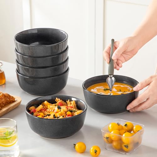 Steingut Geschirrset 6 Personen, vancasso ANYA Grau Teller Set Modern 18 teilig,Tafelservice mit Speiseteller, Desserttellern und Schüsseln, Geschirr Set Spülmaschinen und Mikrowellenfest