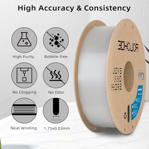 Image of 3DHoJor Update Basic PETG Filament 1.75mm, PETG 3D Printer Filament, 2.2 LBS (1KG) Cardboard Spool, Fit Most FDM 3D Printer, Clear
