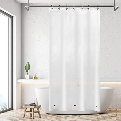 Image of Mrs Awesome Small Stall Shower Curtain Liner 36 x 72 inch, PEVA 8G Thick & Heavy Duty, 3 Bottom Magnets, Waterproof, 36x72, Frost