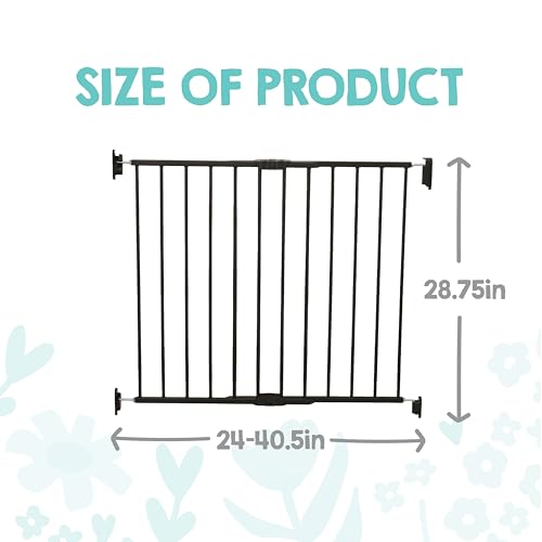 Image of Regalo Safety 24 inch-40.5 inch Extra Wide Baby Gate for Top of Stairs & Dooways | Hardware Mounted, For Babies, Toddlers & Pets, Black, Tested & Trusted for 30 Years