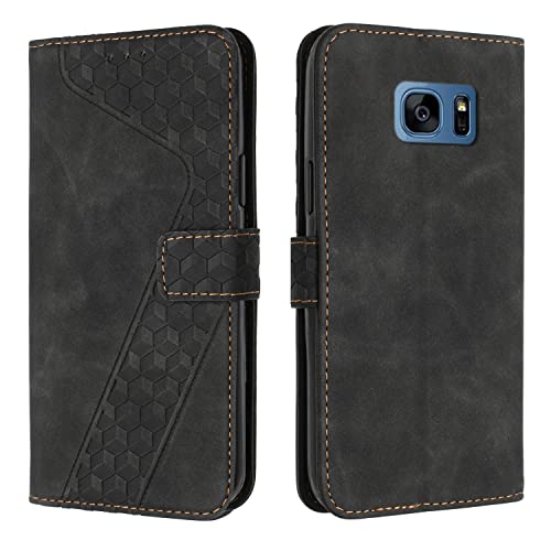 OKZone Funda para Samsung Galaxy S7, PU Cuero Flip Carcasa Fundas Móvil de Tapa Libro Caso Piel PU para Samsung S7, Carcasa Galaxy S7 con Tapa y Tarjetero Billetera Case Telefono Móvil Cover (Negro)