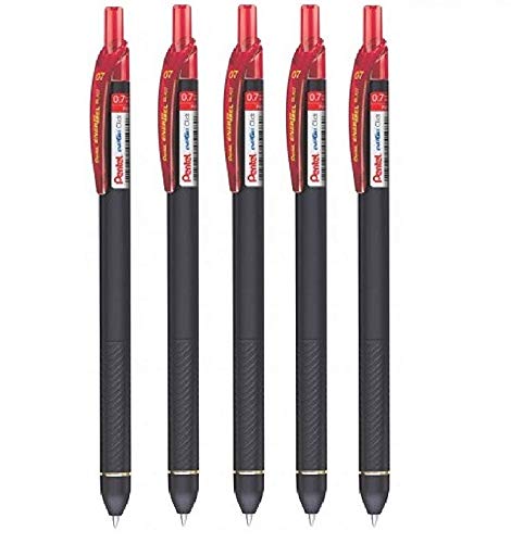 Image of Pentel Energel Click Roller Gel Pen By DTL Company (Red, 5 Pcs)