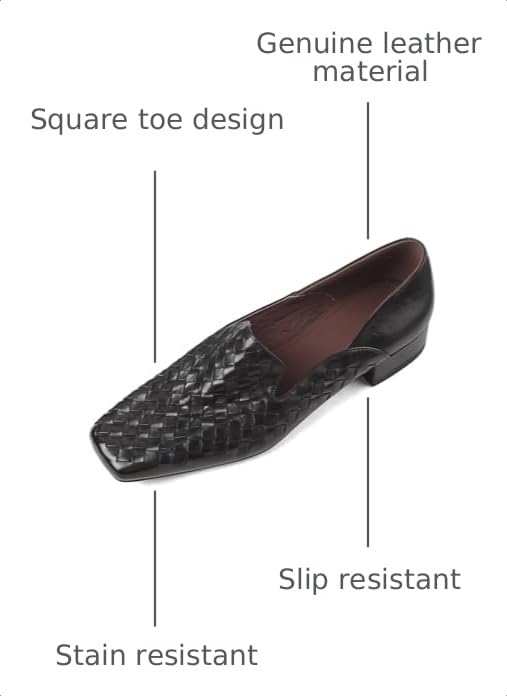 Image of TinaCus Genuine Leather Women's Square Toe Handmade Loafer Flats Shoes