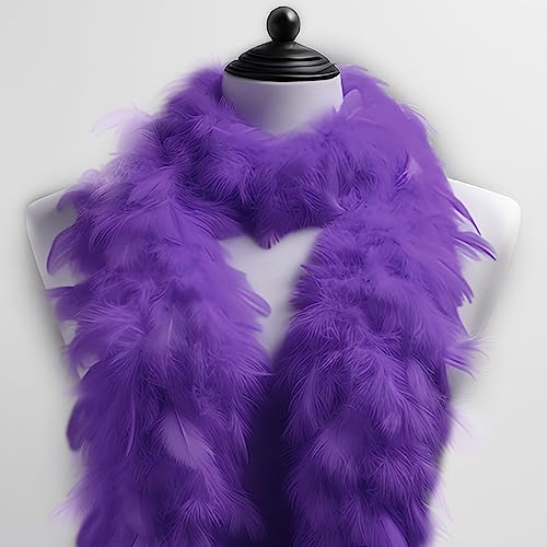 Kopper-24 Federboa, Lila Dunkel, 180 cm, Feder, Unisex, Erwachsene, Modebewusste, Karneval, Mottoparty, Charleston, Flapper, Deko