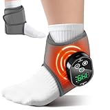 Cordless Ankle Heating Pad Wrap, Foot and Ankle Massager for Pain Relief, 4 Heat & 3 Massage Modes, Ideal for Home, Office, Travel, Single One, Grey
