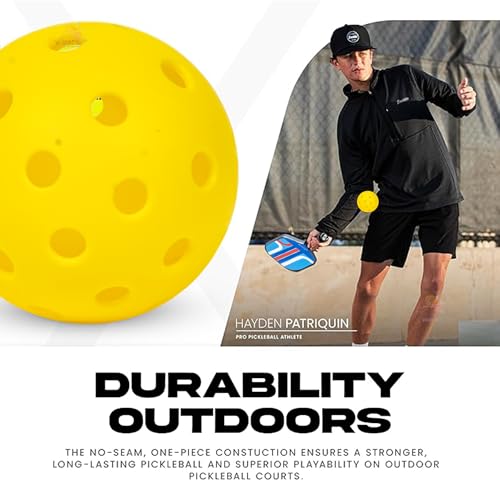Image of Wishkey Pickleball Balls Pack of 4 Yellow 40 Hole Outdoor Indoor Pickleball Balls 74mm Official Size High Bounce Durable for Paddles Lightweight Balanced for All Skill Levels