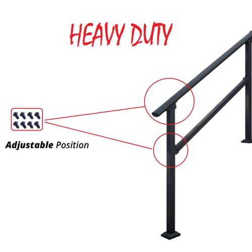 Handrails For Outdoor Steps 4 Steps Handrail - Black Outdoor Hand Rails For Steps,Transitional Handrail With Installation Kit,Hand Rails For Outdoor Steps(4 Step) #TOP7
