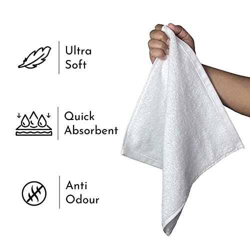 Image of Very Soft K.S. Collection Silverline Love Touch Fresh Loom 300 Gsm 100% Cotton Face Hanky, Face Towel, Handkerchiefs (10X10 Inch Solid White 10 Pieces)