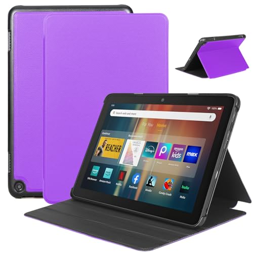 DJ&RPPQ 8 Inch Hülle Mit Automatischer Wake/Sleep-Funktion, Nicht für TCL Nokia iPad Samsung, Faltbare Vorderseite Aus Leder und Weiche TPU Rückseite für 8 Inch Tablet (Violet)