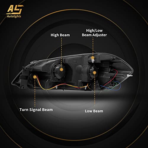 As Black Headlight Assembly Compatible With 2006 2007 2008 2009 2010 2011 2012 2013 Chevy Impala / 2006 2007 Chevy Monte Carlo Passenger & Driver Side Pair #TOP2