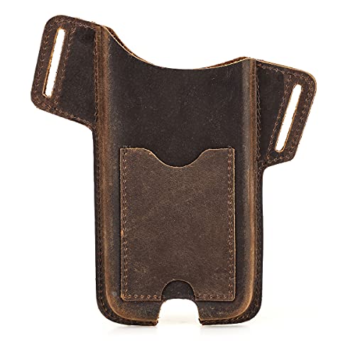 Hiram Leather Cellphone Holster Universal Waist Bag Sheath with Belt Loop for 6.7 inches Mobile Phone Cellphone Pouch with Card Slot Compatible with iPhone for Men (Left-handed)