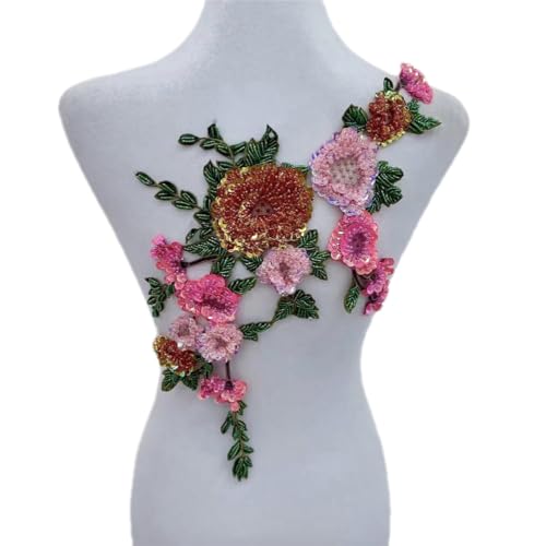 JRYYR Handmade Flower Appliques, Sequin Flower Patches are Suitable for Clothing, Dresses, Wedding Dresses, Bags and Other DIY Decorative Accessories. (AB Flower-05)