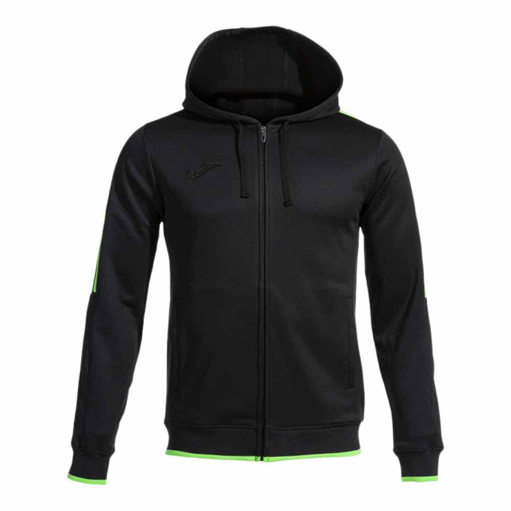 Joma Men's Black Fluorescent Green - Sweatshirt - Olympiad - Hood - Zip, Xl