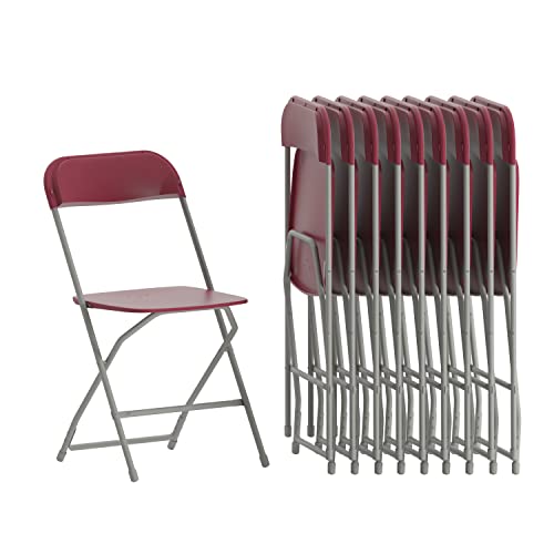 Image of Hercules Series Plastic Folding Chair Red - 10 Pack 650LB Weight Capacity Comfortable Event Chair-Lightweight Folding Chair