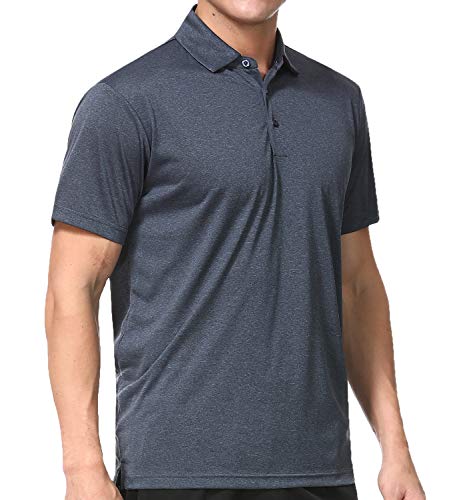 Men's Dry Fit Golf Polo Shirt (As1, Alpha, M, Regular, Regular, Black Heather) #TOP2