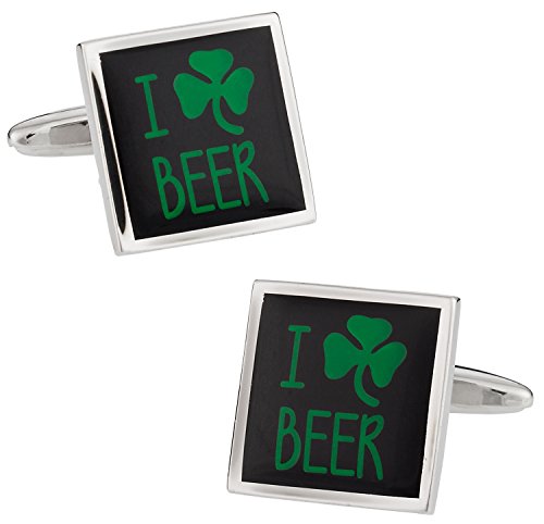 Mancuernillas divertidas para hombres I Love Beer con caja miniatura 1