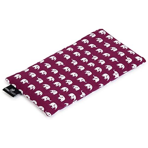 Yoga Studio Organic Eye Pillow - 23cm x 12/13cm, Organic Lavender & Linseed Scented Yoga Pillow for Tired Eyes, and Headaches - Violet Elephant Cover