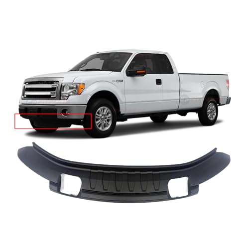 Image of FitParts Compatible with Ford F-150 2009-2014 Front Lower Bumper Deflector | Textured, With Tow Hook Hole, OEM 9L3Z17626B, FO1095228