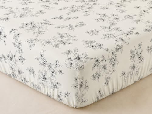 Image of 380 TC Premium Glace Cotton Elastic Fitted Bedsheet King Size with 2 Pillow Covers King Size | Double Bed with All Around Elastic (White Black, Fitted - 72 inchx78 inch King)