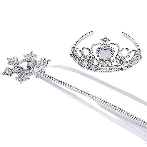 Image of FancyDressWale Princess Dress Up Princess Silk Wands Tiaras and Crowns for Girls Gem Wand Gold Set (White)