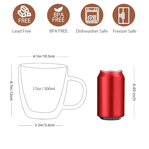 CNGLASS 17oz Double Wall Mugs Set