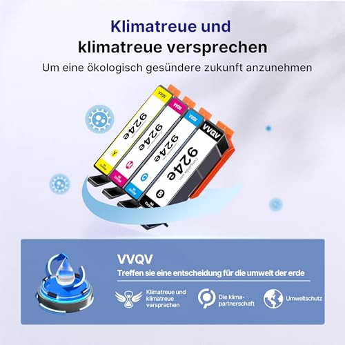 VVQV 924e Druckerpatronen mit Chip Kompatibel für HP 924 Patronen Multipack XL für HP OfficeJet Pro 8120e Patronen 8122e 8130e 8124e 8125e 8132e 8134e 8135e 8138e 8139e (B/C/M/Y, 4 Pack)