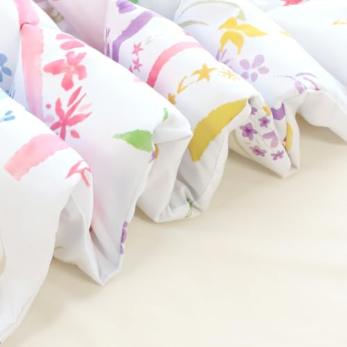 Image of Pea Pod Toddler Bedding Set for Girls, 4 Piece Soft & Breathable Rainbow & Sun Crib Bedding Set, Bed-in-A-Bag Toddler Microfiber Sheet Set, Includes Comforter, Flat Sheet, Fitted Sheet, Pillowcase