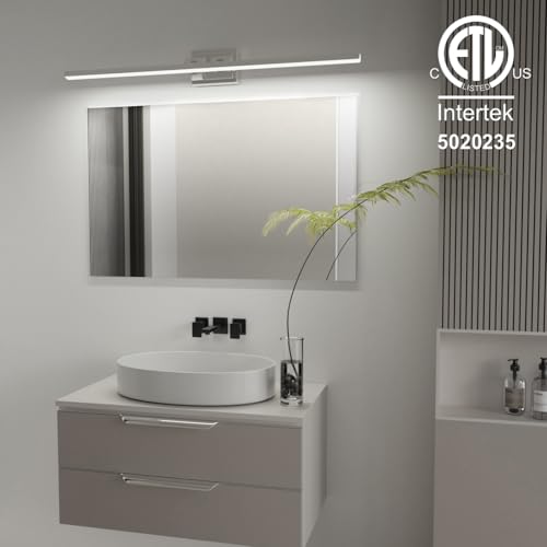 Image of VOLISUN Modern Bathroom Vanity Light 48 inch, Rotatable, 30W Dimmable 5CCT Led Bathroom Light Fixture Over Mirror, Chrome Vanity Light for Bathroom Mirror Cabinets-ETL Certificated