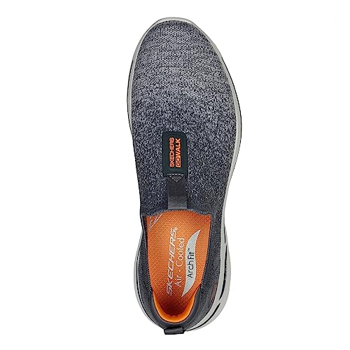 Skechers Men's Gowalk Arch Fit-stretchfit Athletic Slip-on Casual Loafer Walking Shoe Sneaker, Charcoal/Orange, 7 X-Wide
