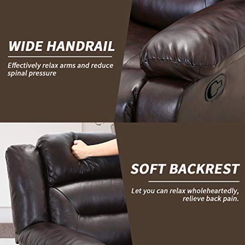Fdw Recliner Chair Set Manual Recliner Pu Leather Sofa And Couch Theater Seating Motion For Home Living Room (Three Seat, Brown) #TOP3